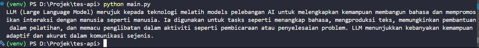 hasil generate model dengan SDK OpenRouter